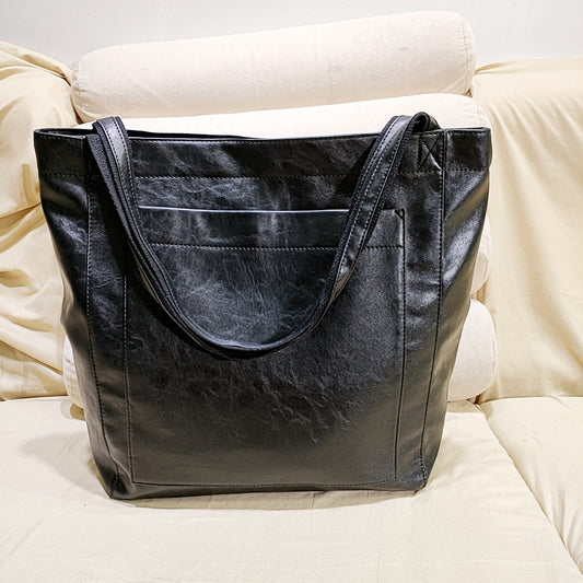 Vintage PU Leather Tote Bag