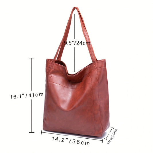Vintage PU Leather Tote Bag
