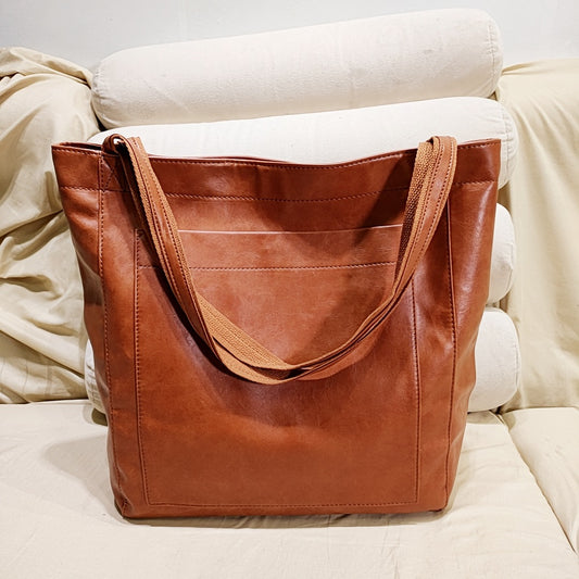 Vintage PU Leather Tote Bag
