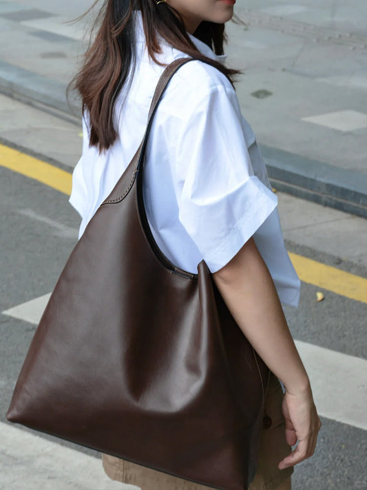 Oil-Wax Leather Style Shoulder Bag