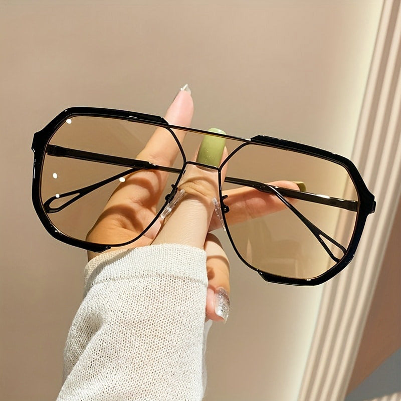 Oversized Aviator Metal Frame Sunglasses
