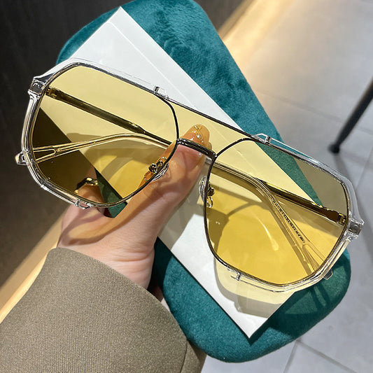 Oversized Aviator Metal Frame Sunglasses