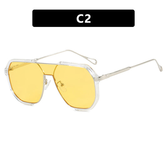 Oversized Aviator Metal Frame Sunglasses