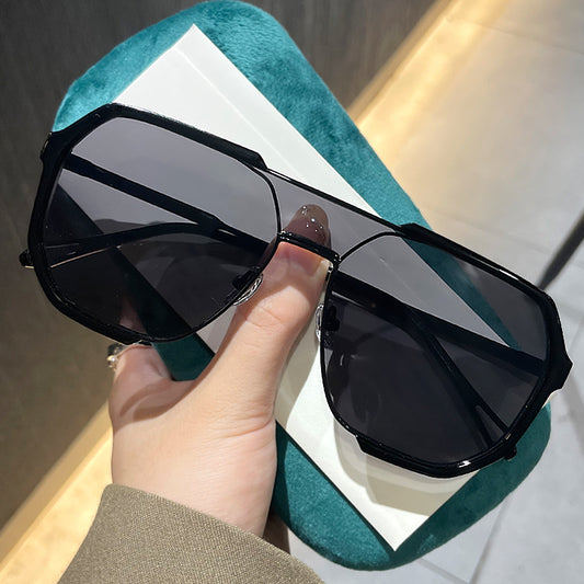 Oversized Aviator Metal Frame Sunglasses