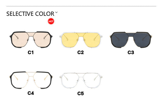 Oversized Aviator Metal Frame Sunglasses