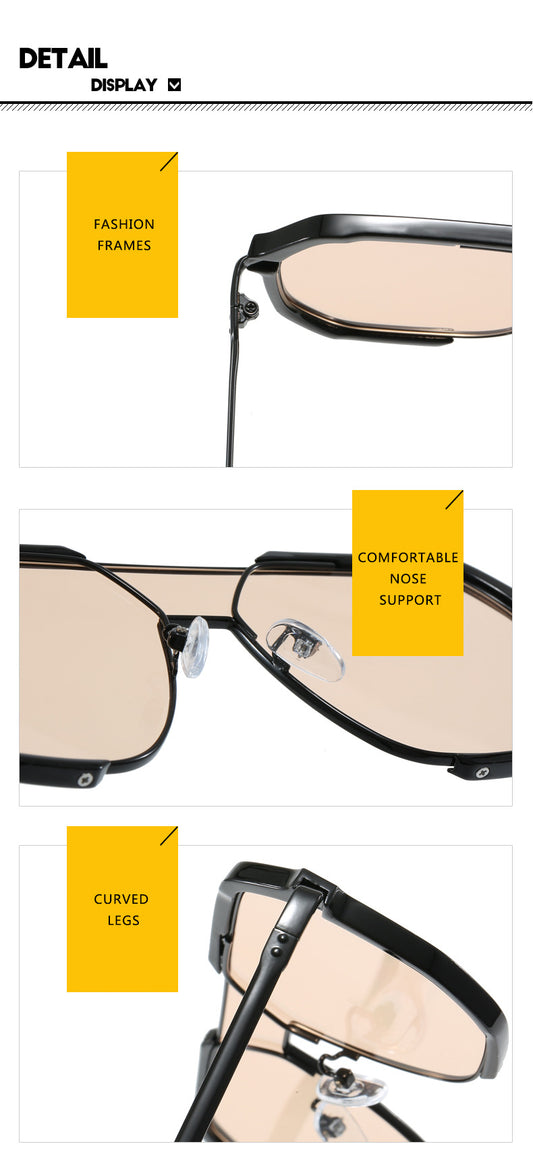 Oversized Aviator Metal Frame Sunglasses
