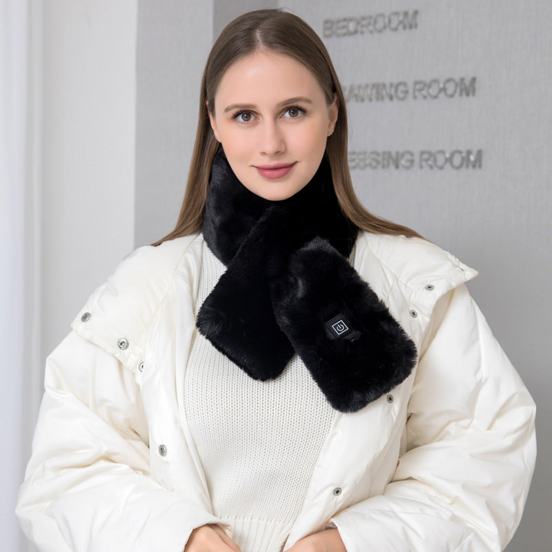 Adjustable Electric Heated Scarf with Plush Fabric