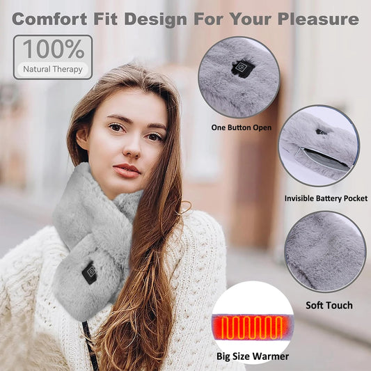Adjustable Electric Heated Scarf with Plush Fabric