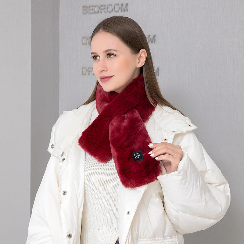 Adjustable Electric Heated Scarf with Plush Fabric