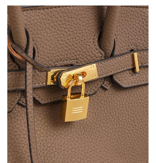 Elegant PU Leather Handbag with Lock Decoration