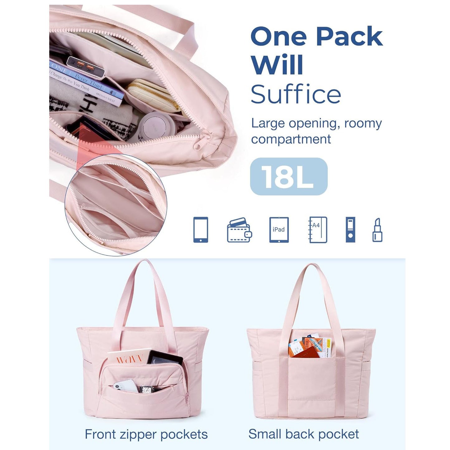 Gym Multi-Pocket Tote Bag with Yoga Mat Strap