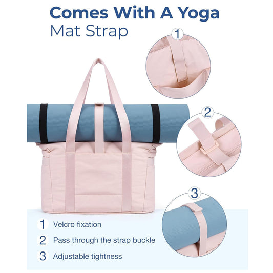 Gym Multi-Pocket Tote Bag with Yoga Mat Strap
