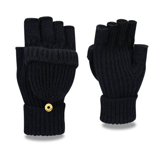 Warm Knitted 2-in-1 Fingerless Gloves with Flip Top Cover