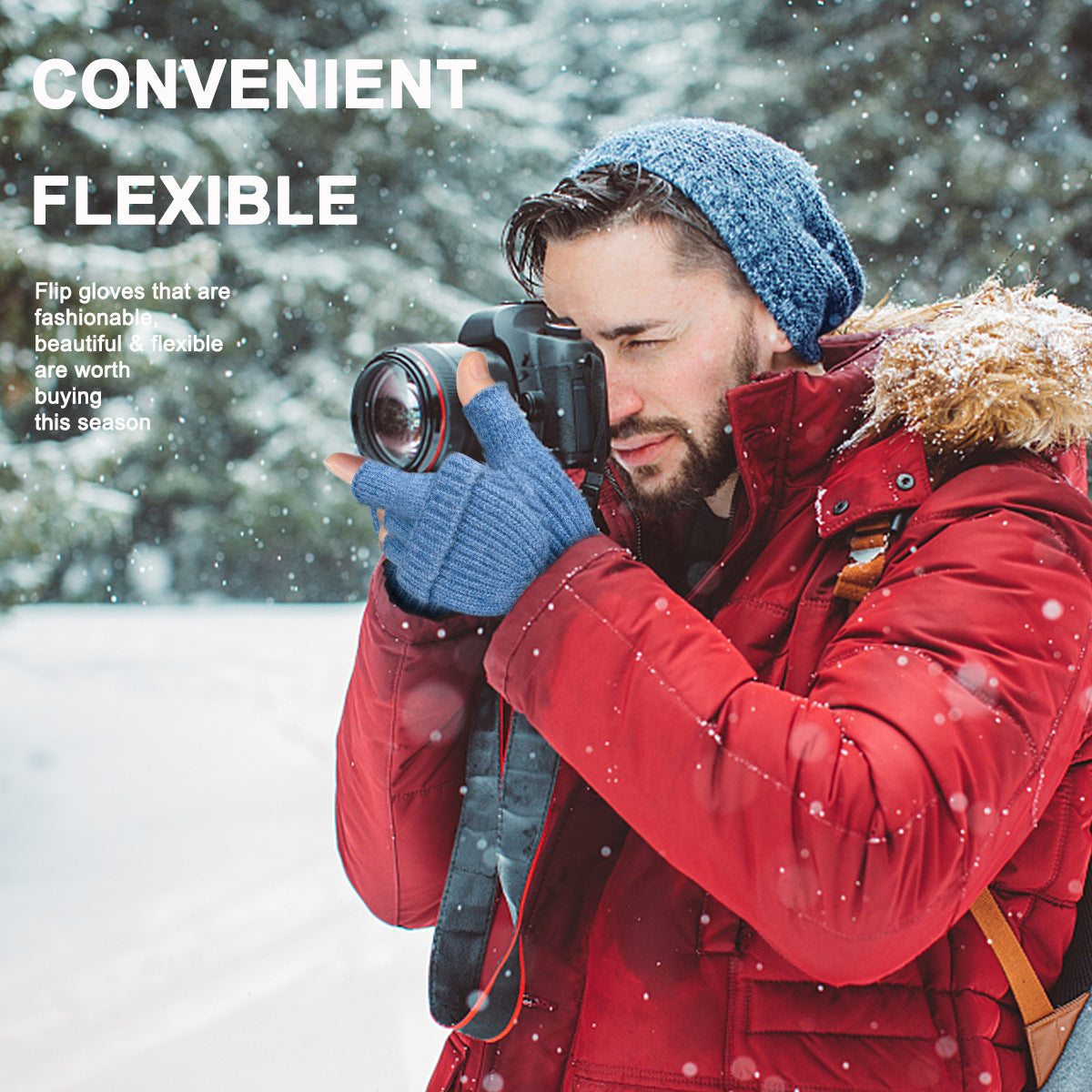 Warm Knitted 2-in-1 Fingerless Gloves with Flip Top Cover