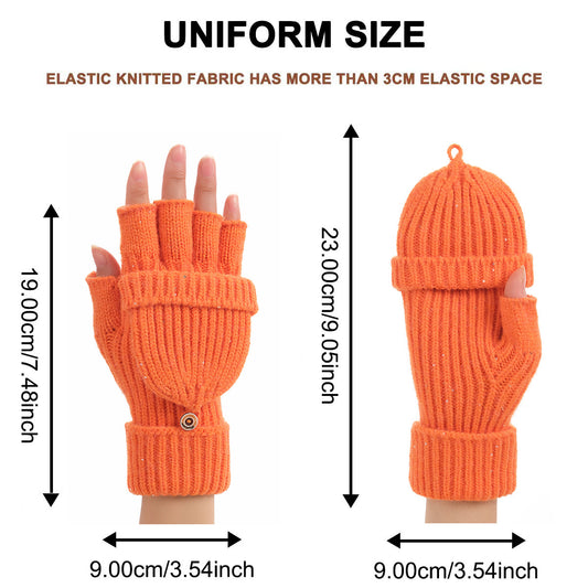 Warm Knitted 2-in-1 Fingerless Gloves with Flip Top Cover