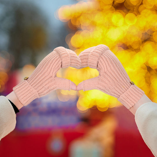 Warm Knitted 2-in-1 Fingerless Gloves with Flip Top Cover