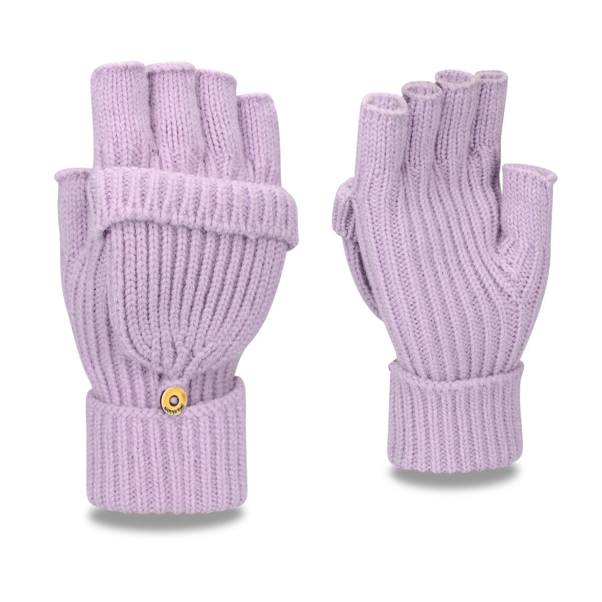 Warm Knitted 2-in-1 Fingerless Gloves with Flip Top Cover