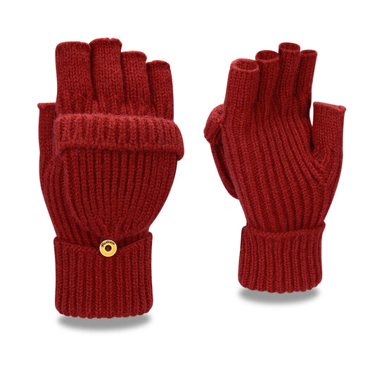 Warm Knitted 2-in-1 Fingerless Gloves with Flip Top Cover