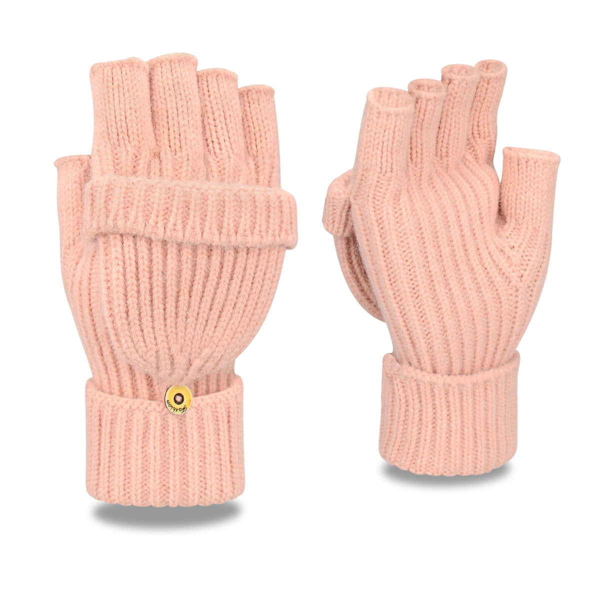 Warm Knitted 2-in-1 Fingerless Gloves with Flip Top Cover