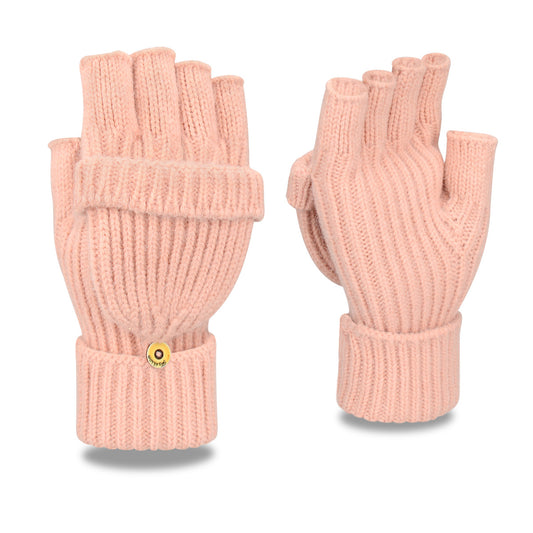 Warm Knitted 2-in-1 Fingerless Gloves with Flip Top Cover