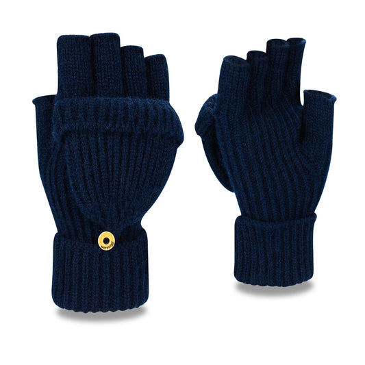 Warm Knitted 2-in-1 Fingerless Gloves with Flip Top Cover