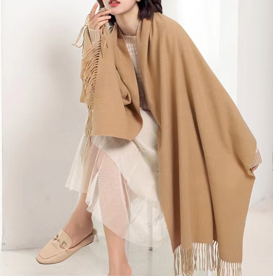 Faux Cashmere Shawl with Tassels