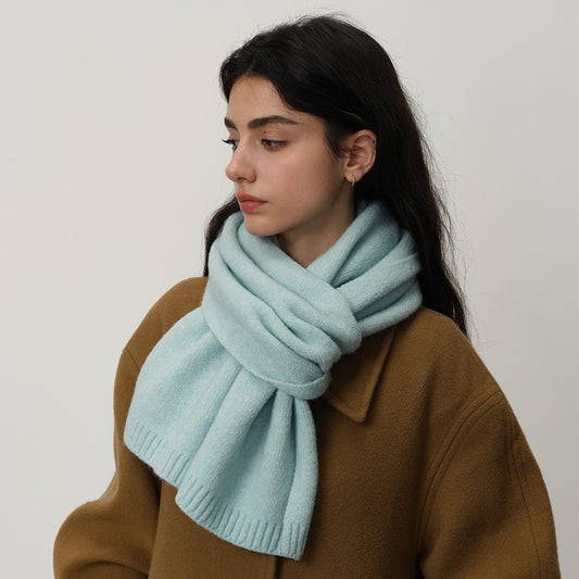 Soft Wool-Blend Solid Colour Knit Scarf