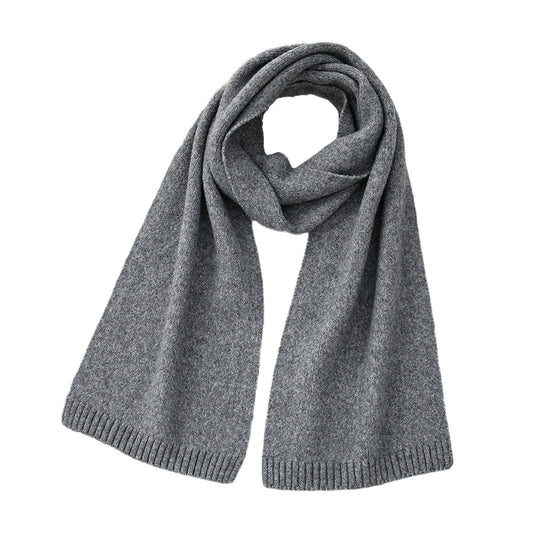 Soft Wool-Blend Solid Colour Knit Scarf