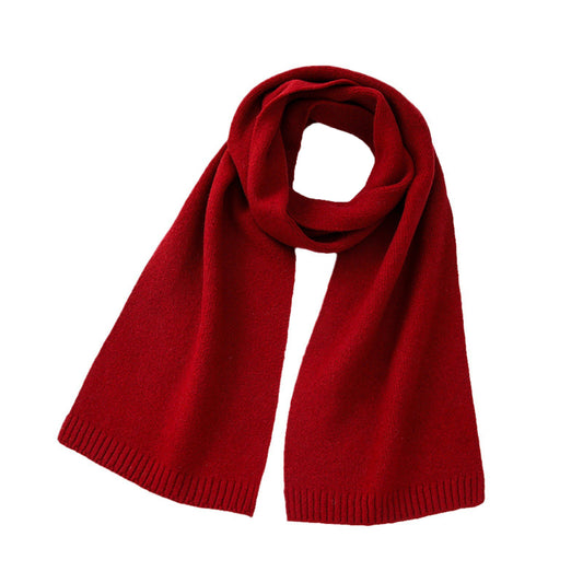 Soft Wool-Blend Solid Colour Knit Scarf