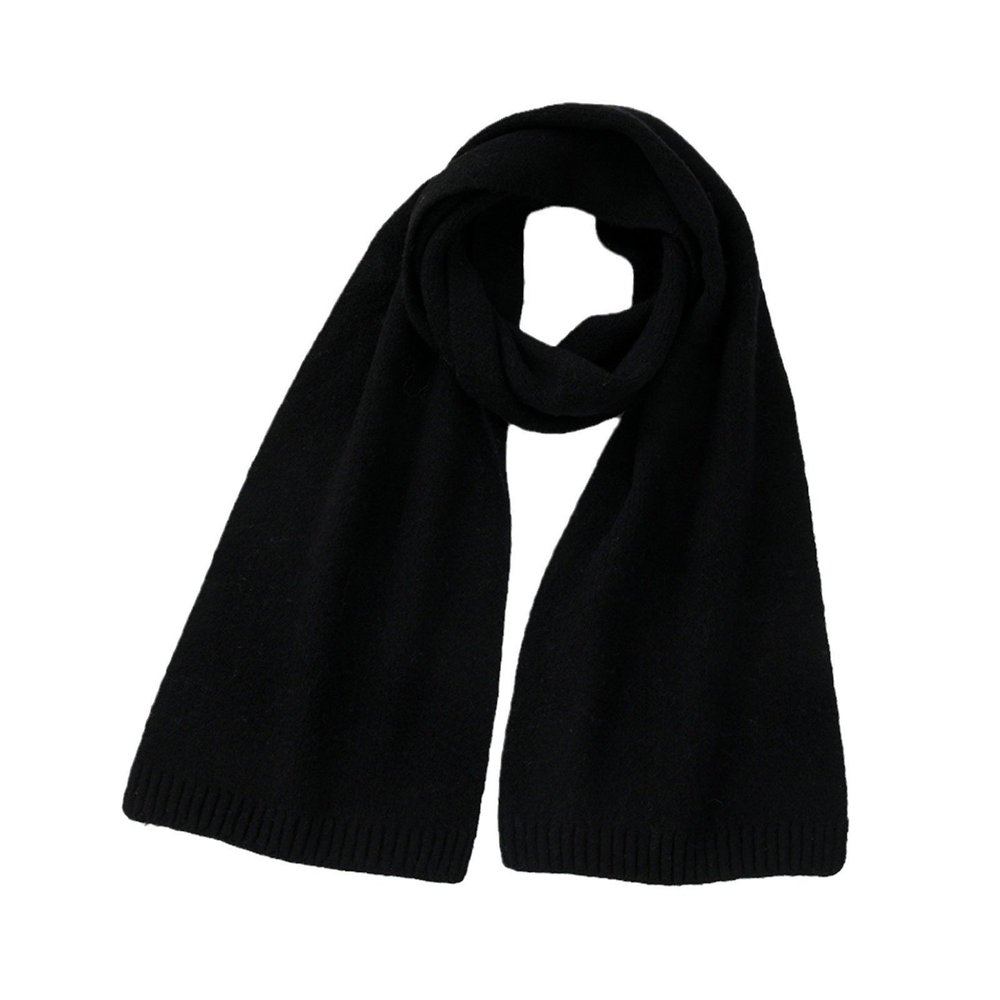 Soft Wool-Blend Solid Colour Knit Scarf