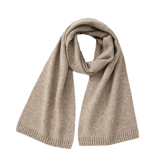 Soft Wool-Blend Solid Colour Knit Scarf