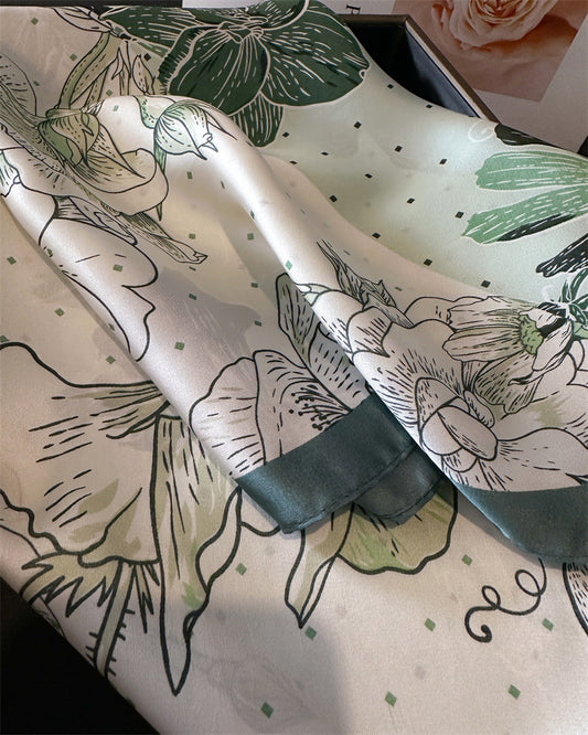 Floral Design Mulberry Silk Shawl