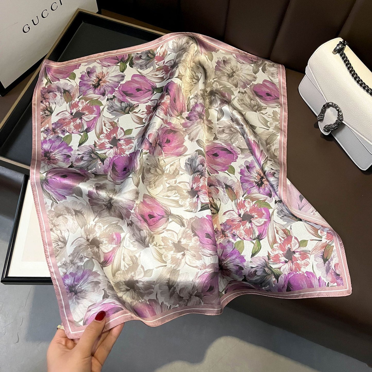 Floral Design Mulberry Silk Shawl
