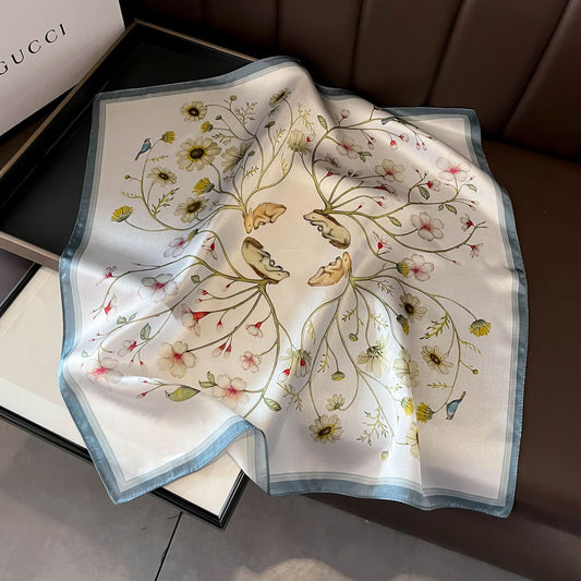Floral Design Mulberry Silk Shawl