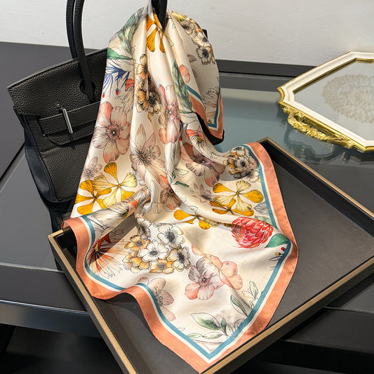 Floral Design Mulberry Silk Shawl