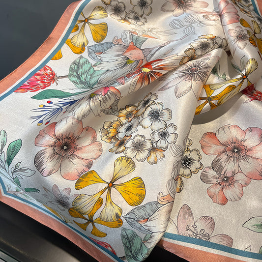 Floral Design Mulberry Silk Shawl