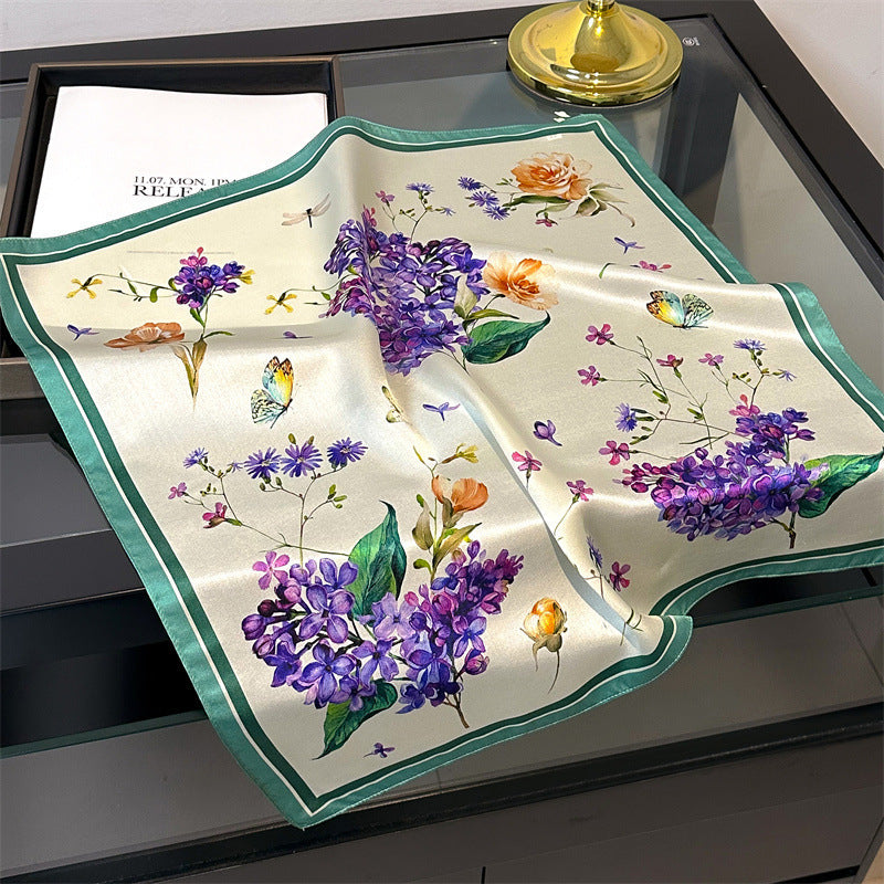Floral Design Mulberry Silk Shawl