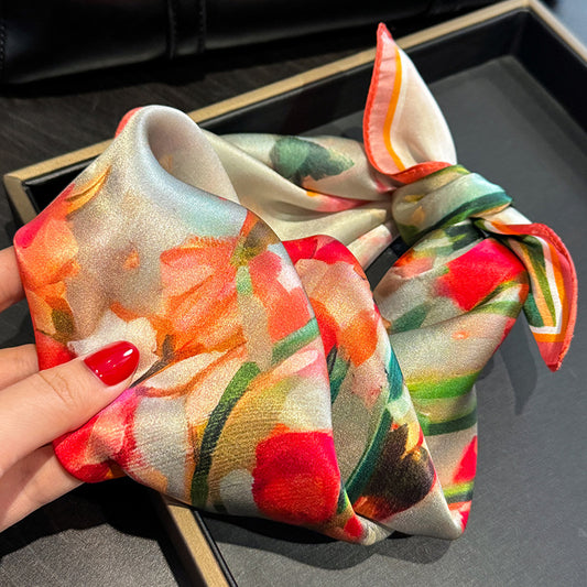 Floral Design Mulberry Silk Shawl