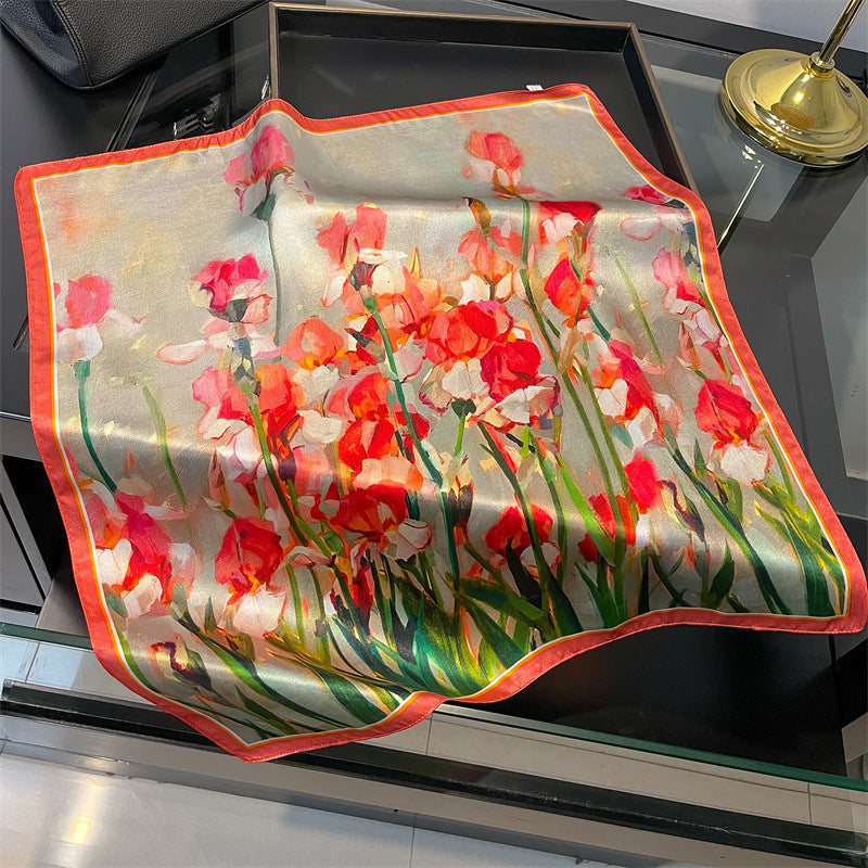 Floral Design Mulberry Silk Shawl