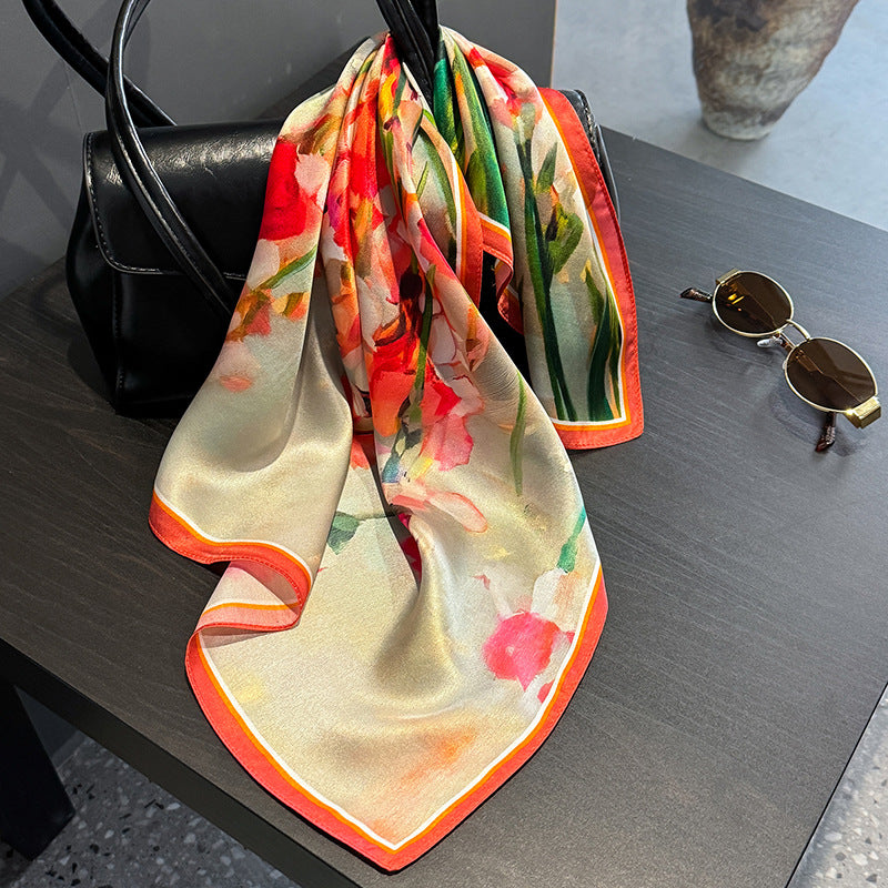 Floral Design Mulberry Silk Shawl