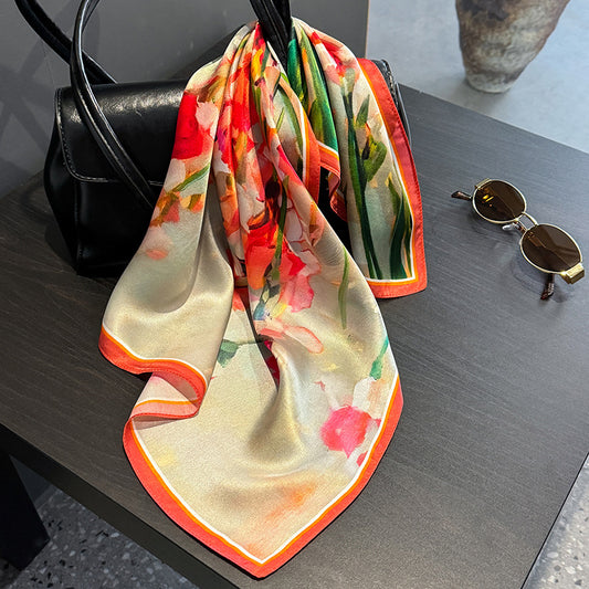 Floral Design Mulberry Silk Shawl