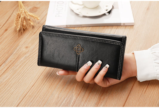 Long Bifold Wallet with Multiple Compartments