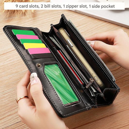Long Bifold Wallet with Multiple Compartments
