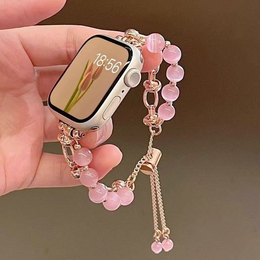 2-pcs Elegant Cat's Eye Beaded Bracelet Band for Apple Watch