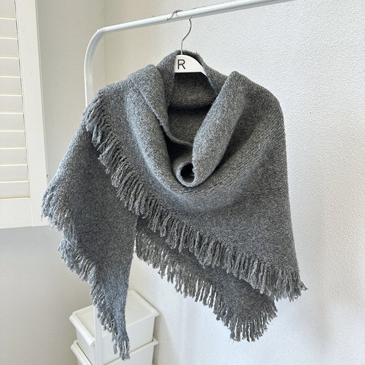 Elegant Knit Scarf Shawl with Tassels