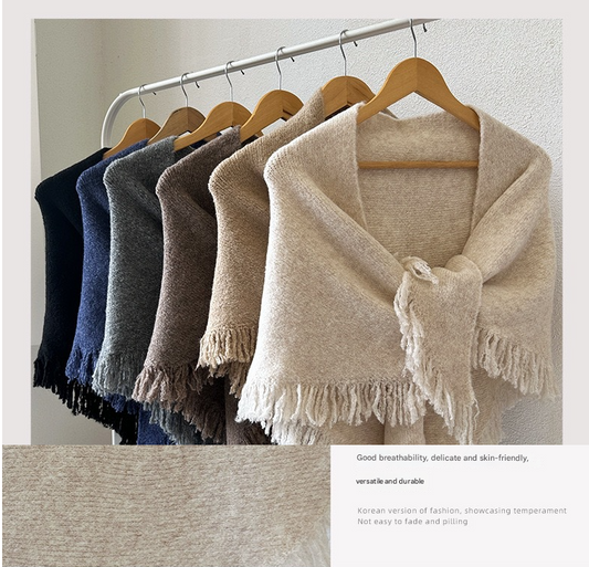 Elegant Knit Scarf Shawl with Tassels