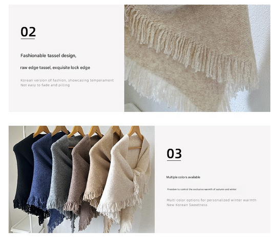 Elegant Knit Scarf Shawl with Tassels
