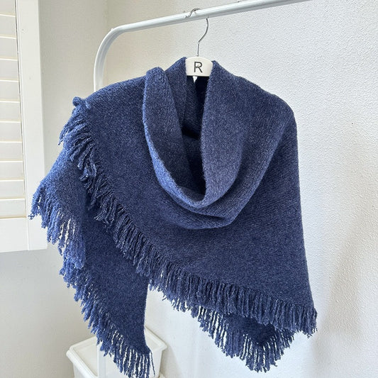 Elegant Knit Scarf Shawl with Tassels