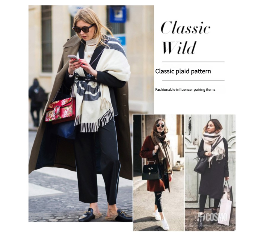 Cozy Color Block Fringe Scarf Shawl