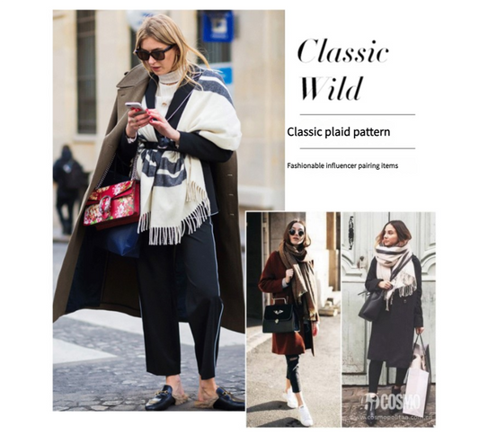 Cozy Color Block Fringe Scarf Shawl